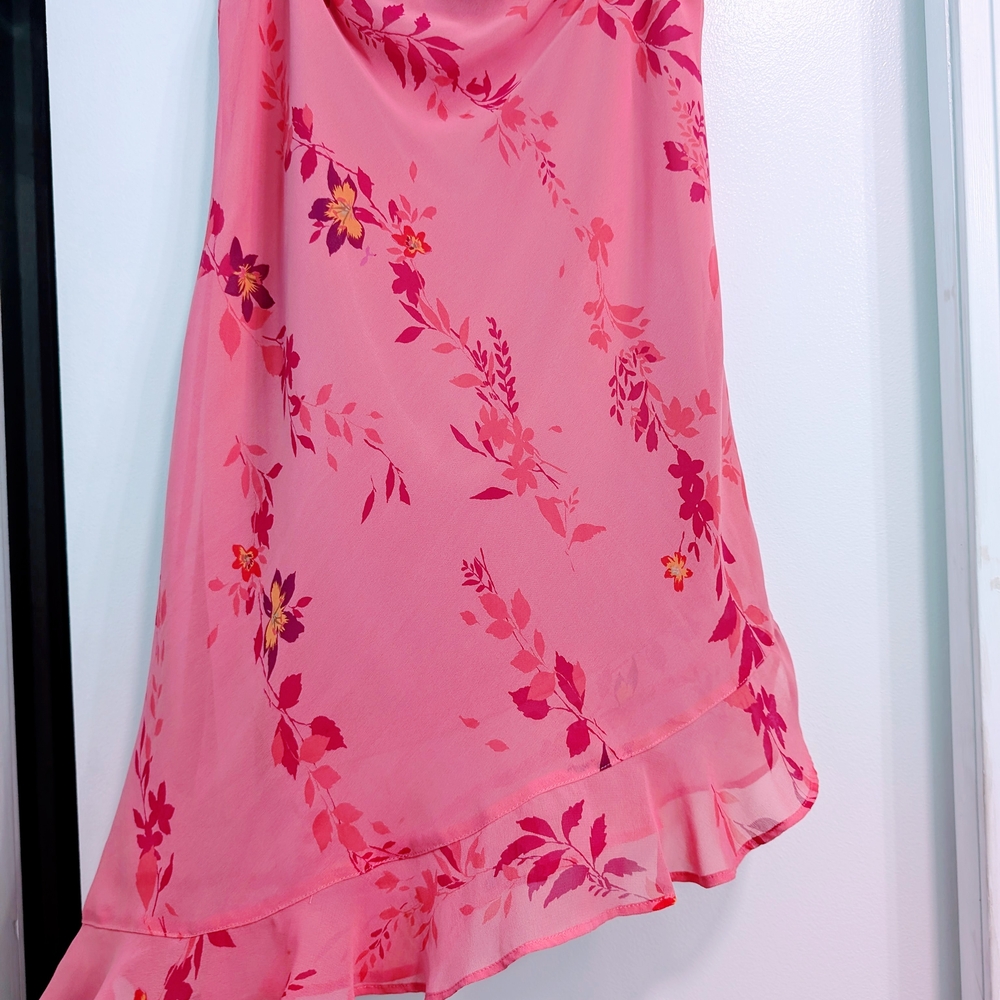 Express Pink Asymmetrical Ruffled Skirt